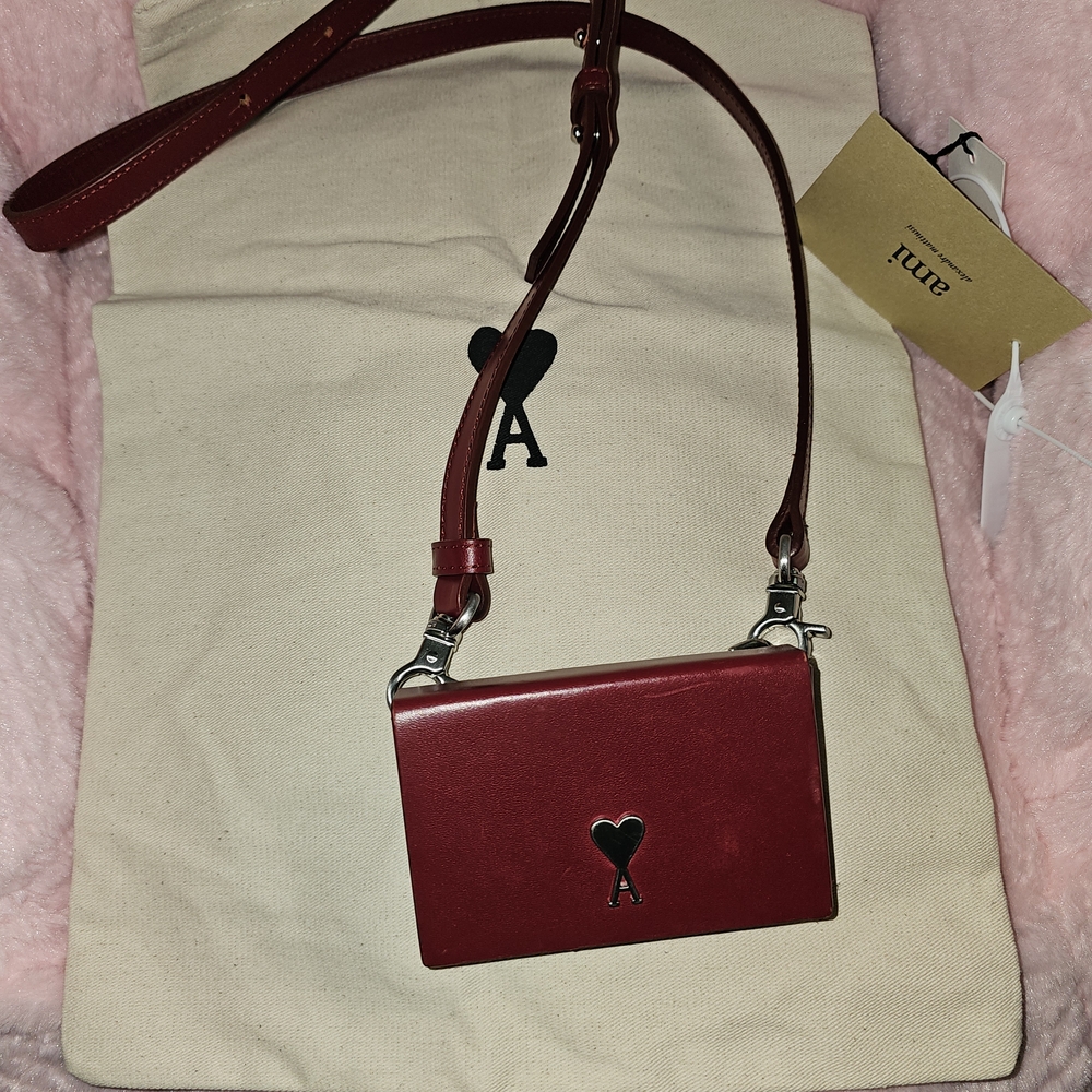 Ami Red Crossbody Bag with Heart 'A' Logo